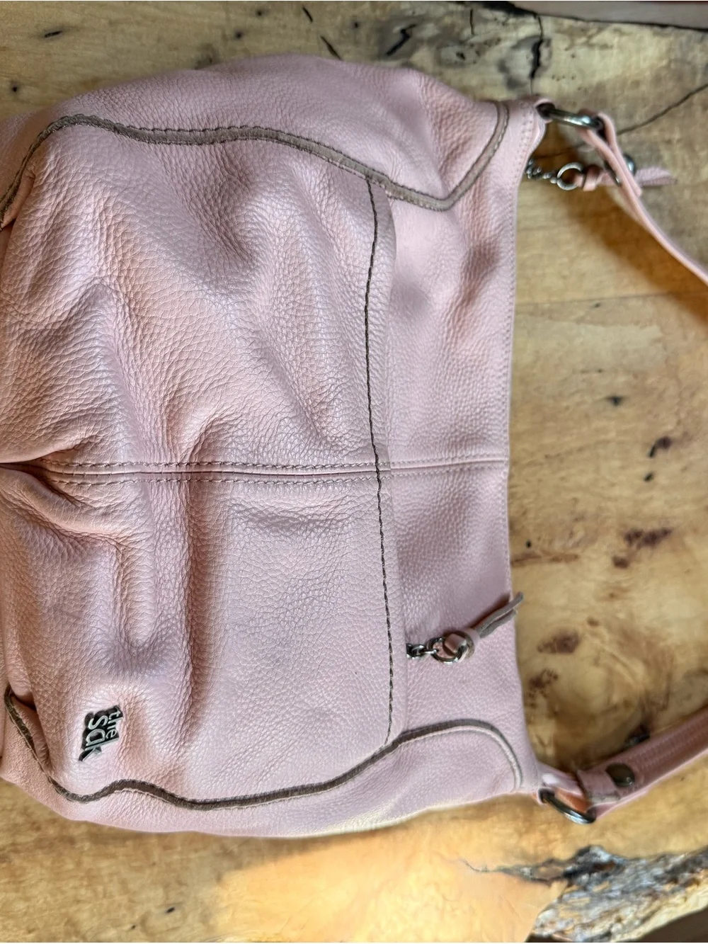 The Sak Pink Pebbled Leather Shoulder Bag